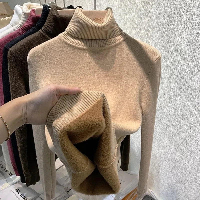 Women's velvet turtle neck sweater