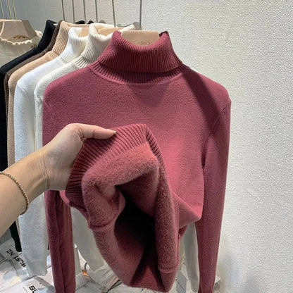 Women's velvet turtle neck sweater