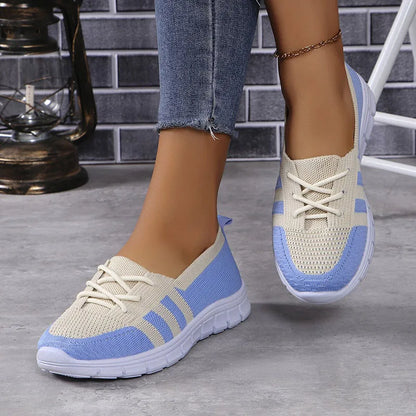 Women's Slip-On Sneakers - Breathable Knit Upper - Lightweight Casual Comfort