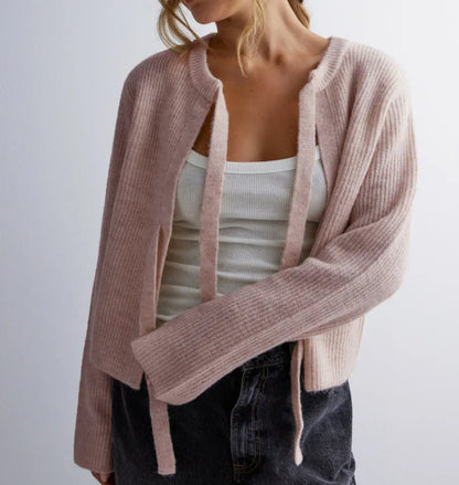 Women’s loose lace-up cardigan
