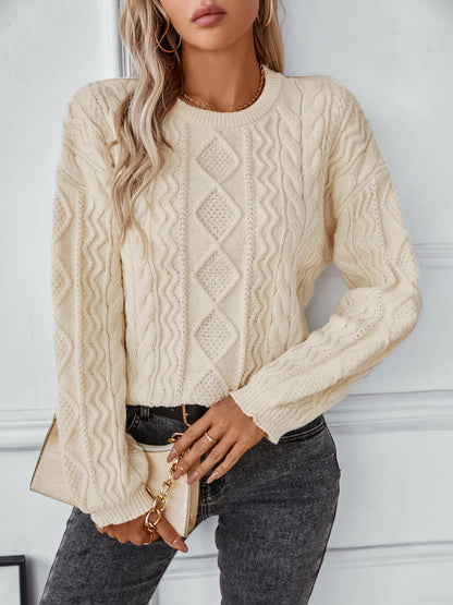 Women's retro chunky knit pullover sweater autumn winter