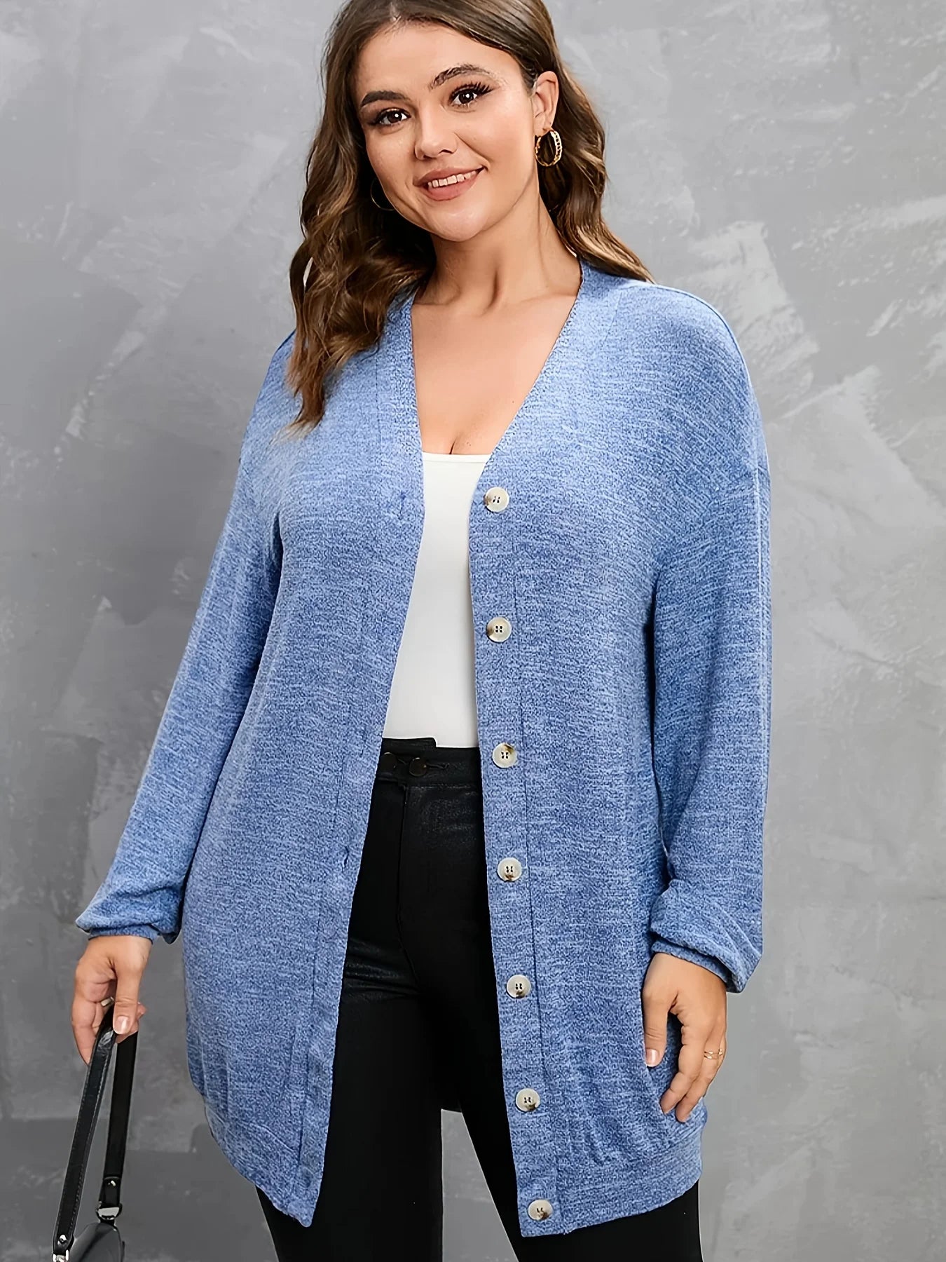 Women's casual heathered button-up cardigan