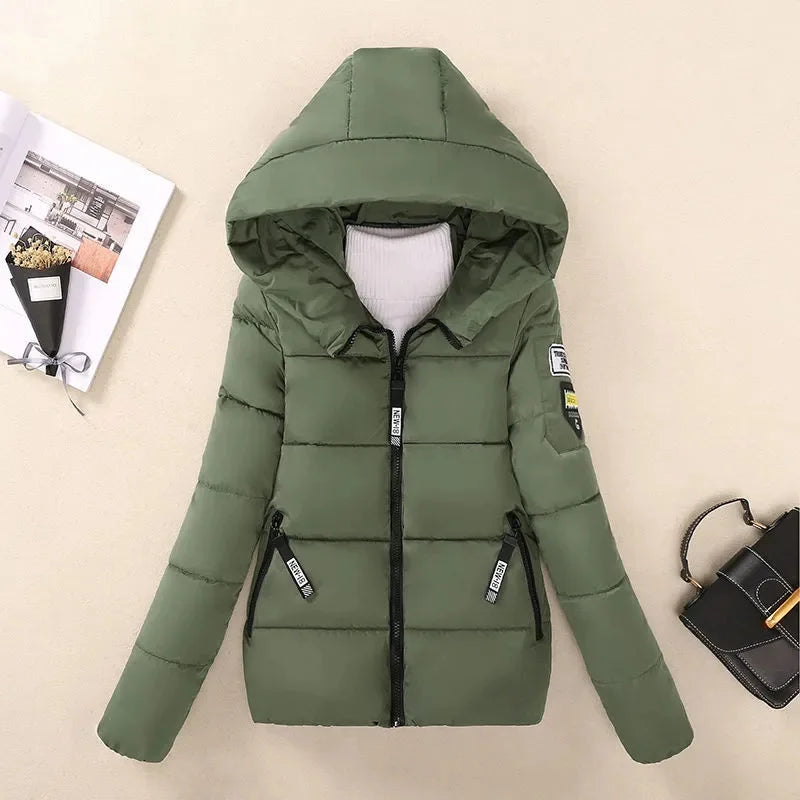 Women's hooded winter parka warm padded jacket