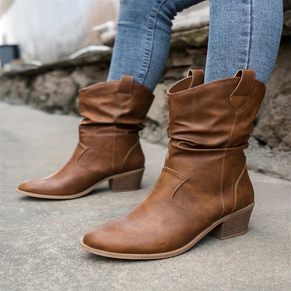 Western cowboy ankle boots for women