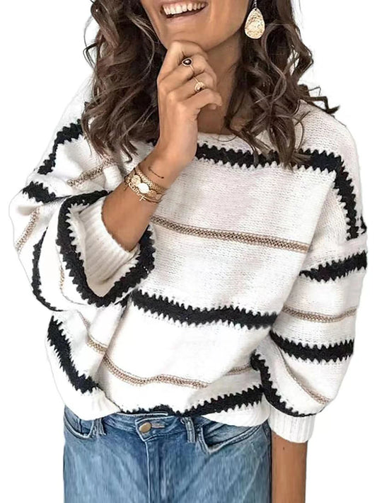 Loose Patchwork Striped Autumn/Winter Sweater Jumper