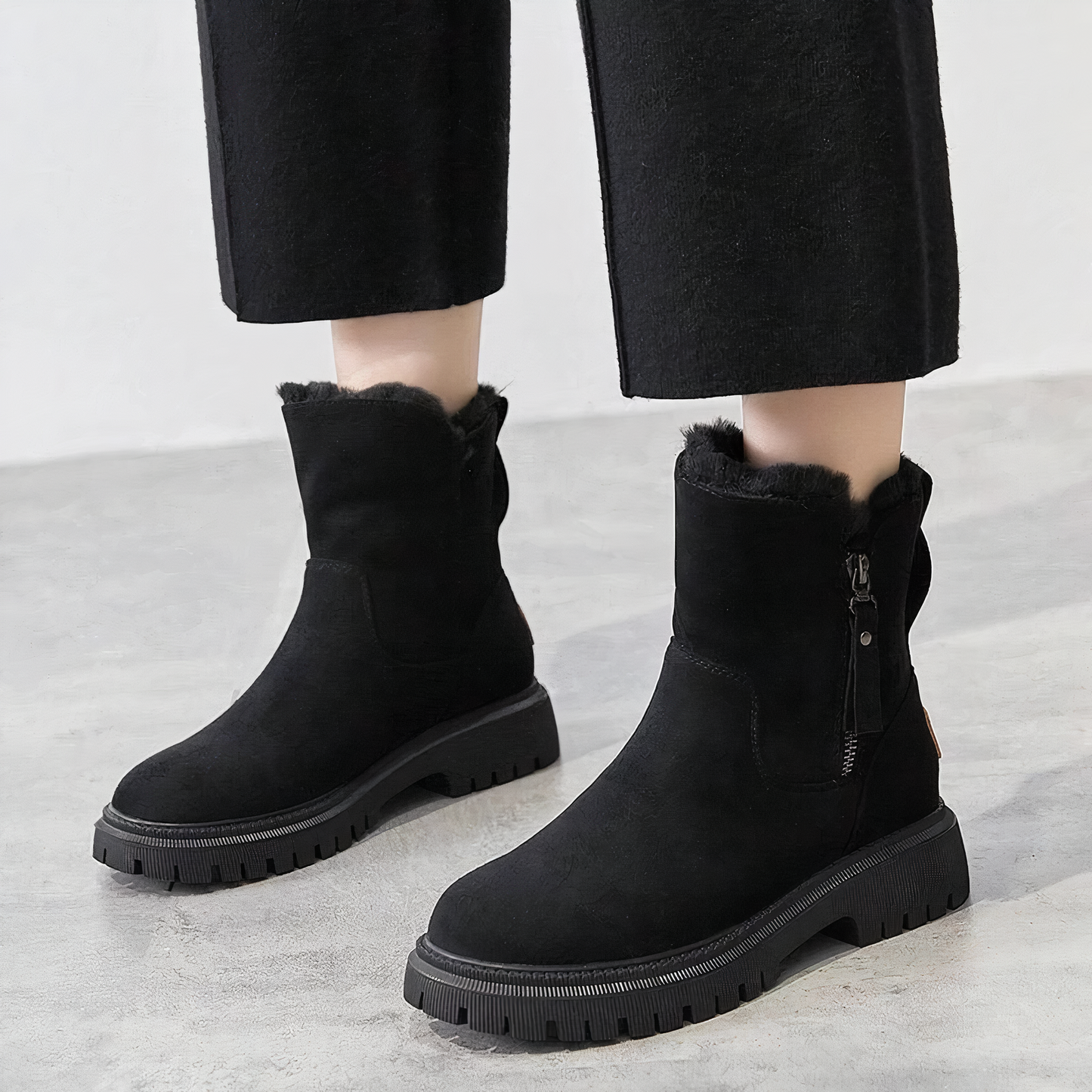 Women's mid-calf snow boots with fur lining