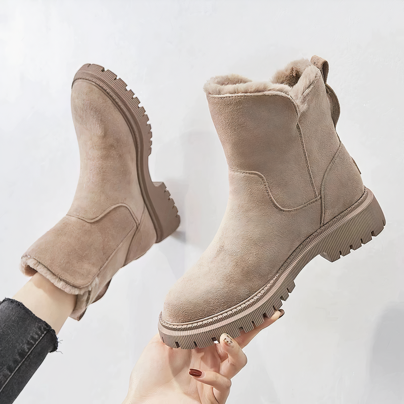 Fur Lined Mid-Calf Snow Boots
