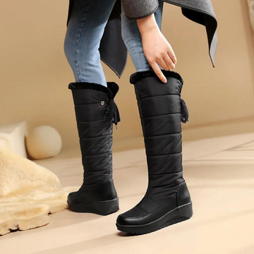 Women's winter plush warm down lace-up boots