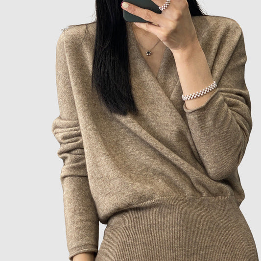 Relaxed Fit Ribbed Wool Knit Sweater 