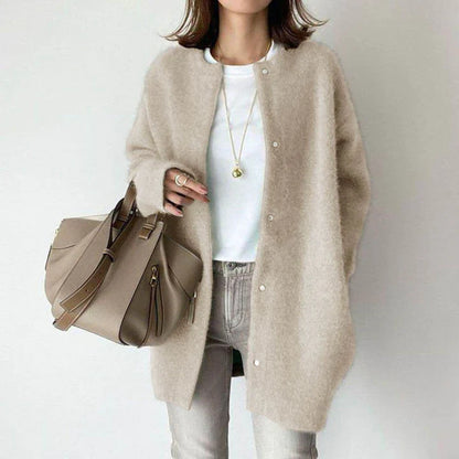 Women’s Cardigan – Wool – Oversized Fit – Mid-Length – Button Front – Long Sleeve