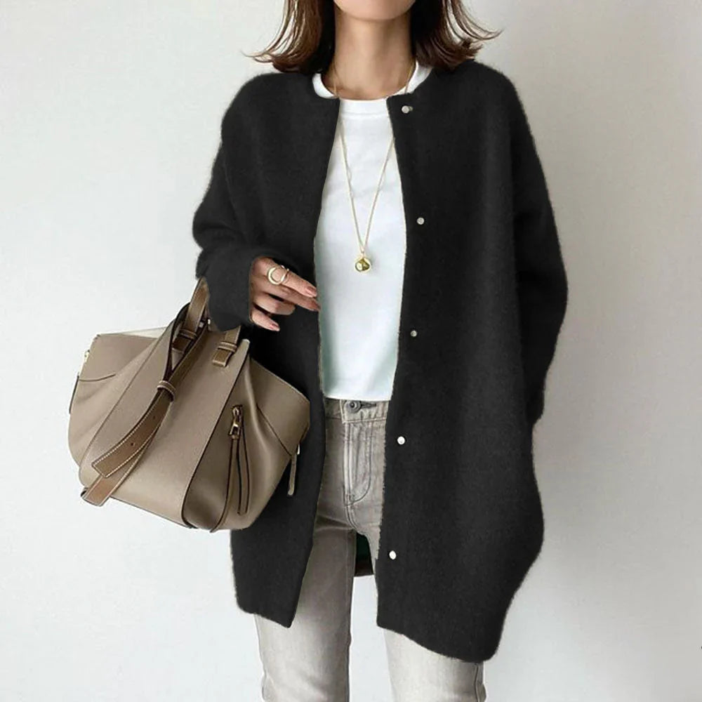 Wool Oversized Fit Mid-Length Cardigan 