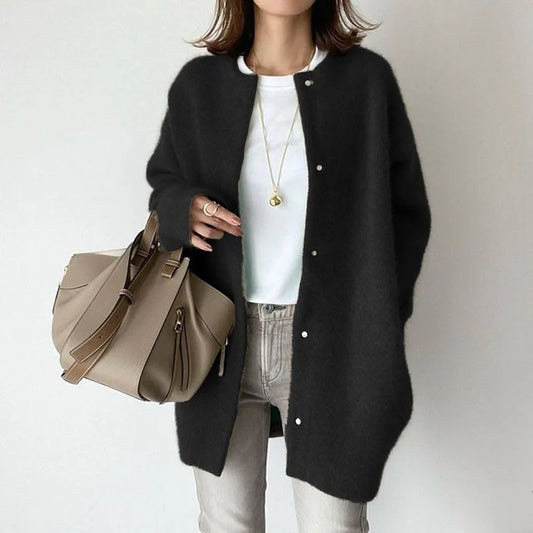 Wool Oversized Fit Mid-Length Cardigan 