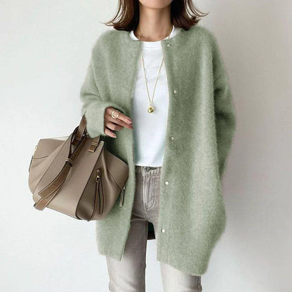 Women’s Cardigan – Wool – Oversized Fit – Mid-Length – Button Front – Long Sleeve
