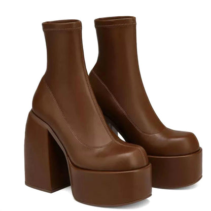 Women’s Platform Boots – High Heel – Sock Fit – Chunky Sole – Fashion Forward