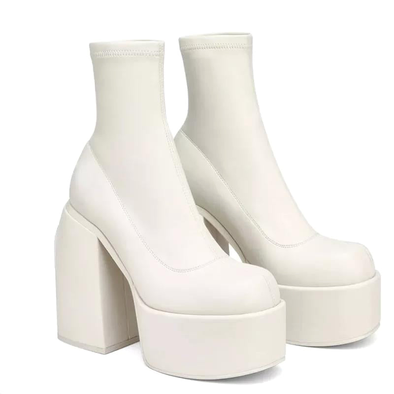Women’s Platform Boots – High Heel – Sock Fit – Chunky Sole – Fashion Forward
