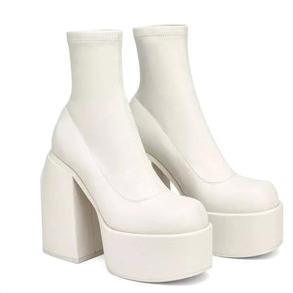 Women’s Platform Boots – High Heel – Sock Fit – Chunky Sole – Fashion Forward