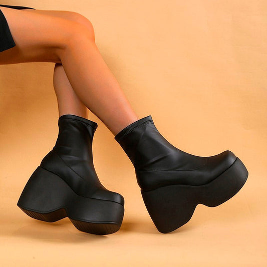 Sock Fit High Heel Platform Boots