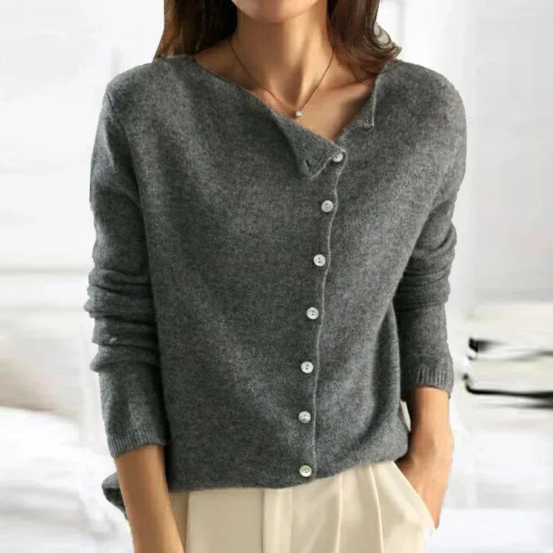 Women's boat neck side button cardigan