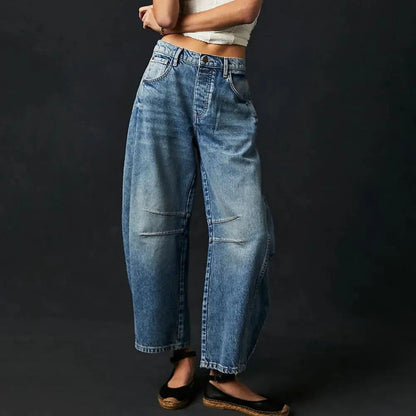Women's casual loose mid-rise retro chic jeans
