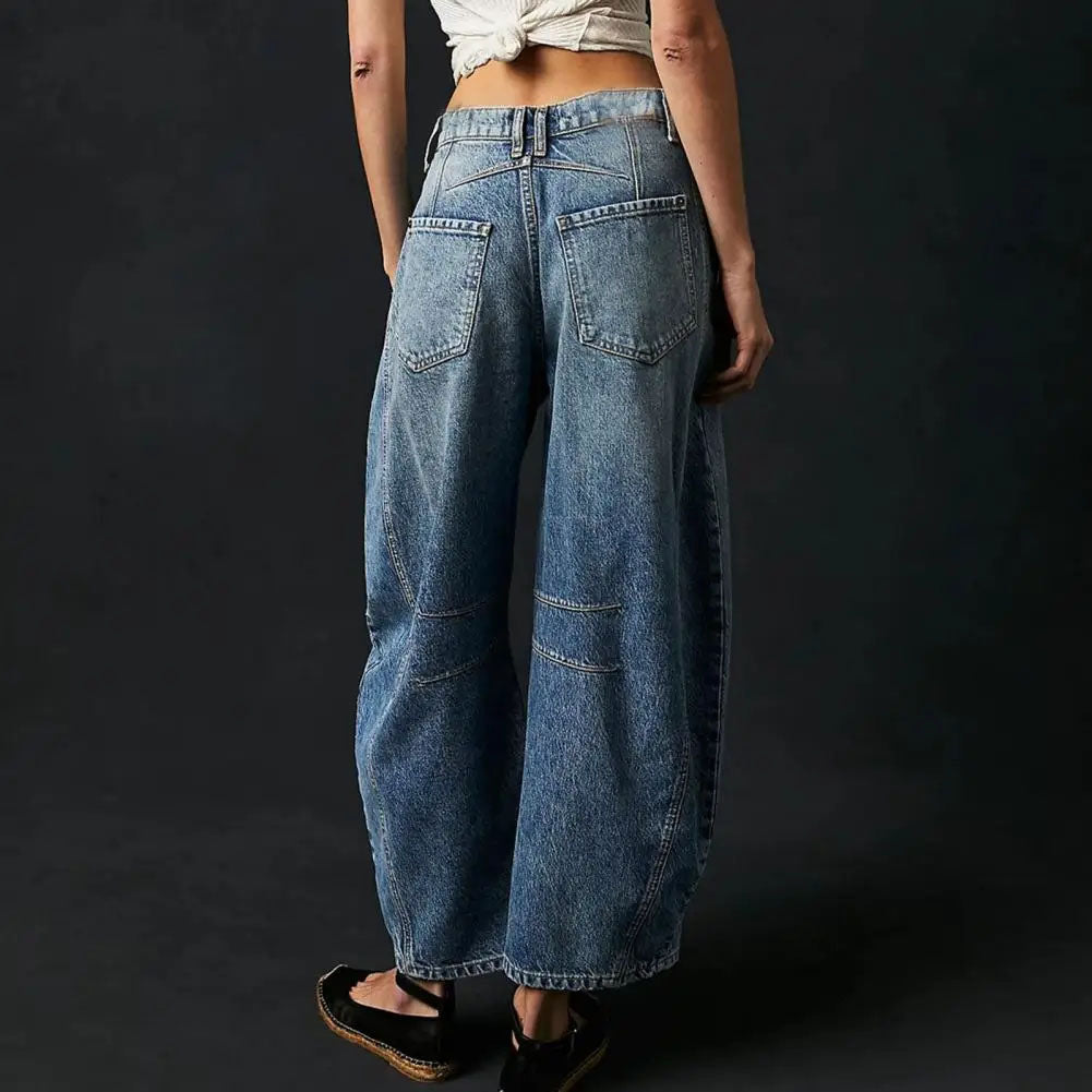 Women's casual loose mid-rise retro chic jeans
