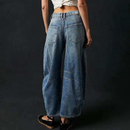 Women's casual loose mid-rise retro chic jeans