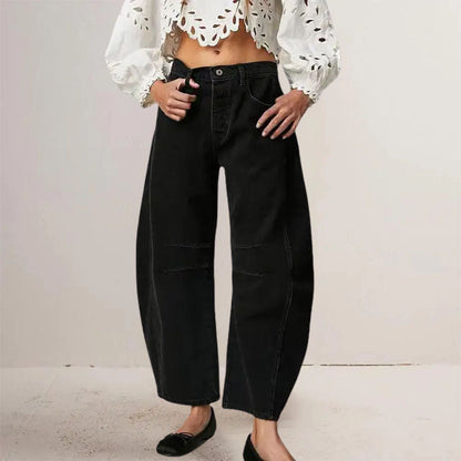 Women's casual loose mid-rise retro chic jeans