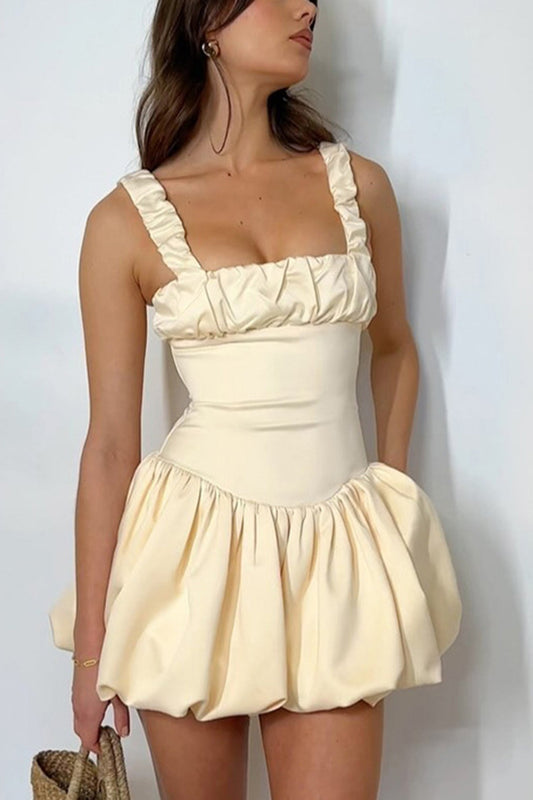 Satin Corset Bodice Ruched Mini Dress