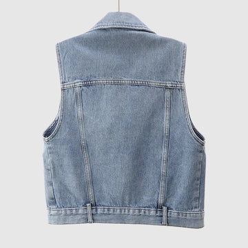 Fashion heavy beaded denim vest for women