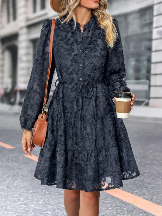 Lace Tie Waist Elegant Fit Dress