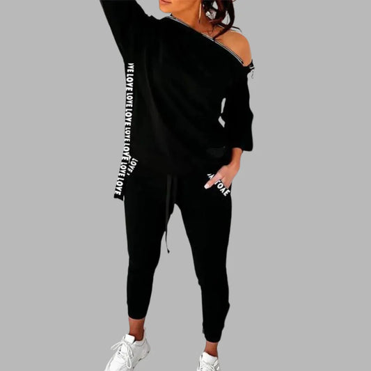Stylish Zipper Collar Hoodie Jogger Set