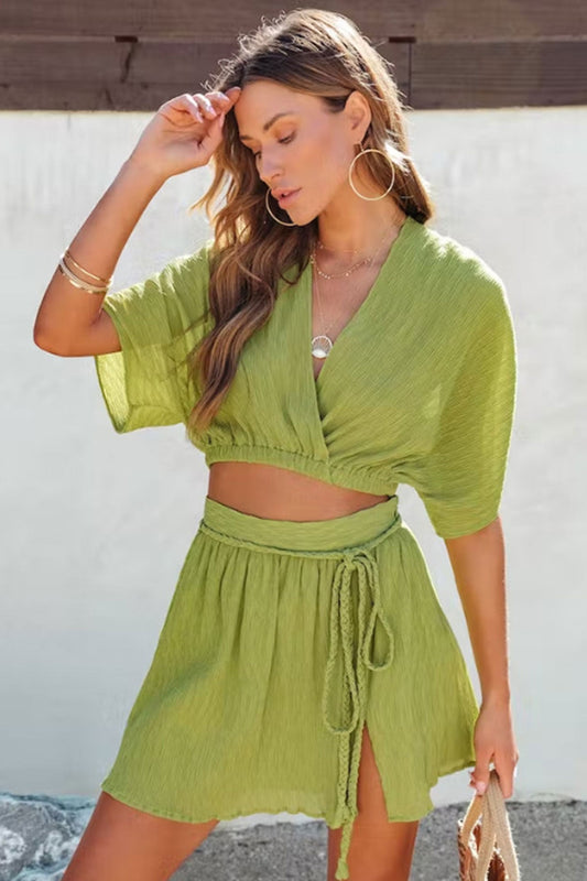 Breathable Two-Piece Set with Mini Skirt