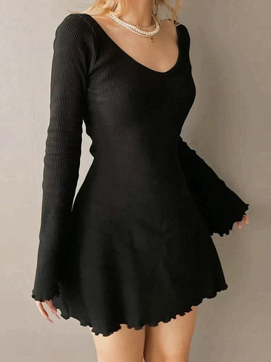 Ribbed Slim Fit Knitted Mini Dress