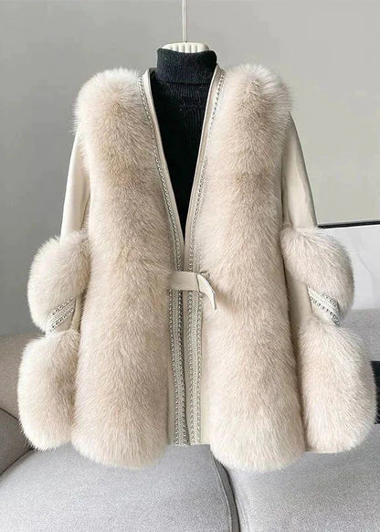 Women's autumn winter fauxafur mid-length coat