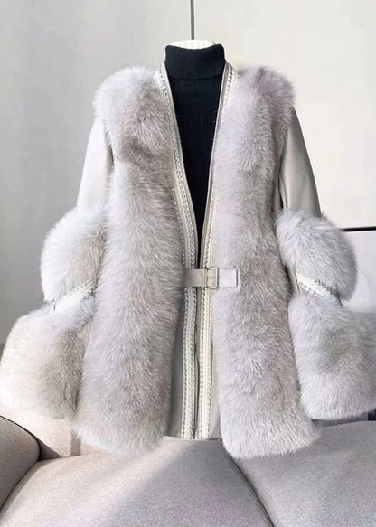 Women's autumn winter fauxafur mid-length coat