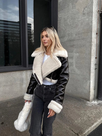 Women's cropped leather jacket