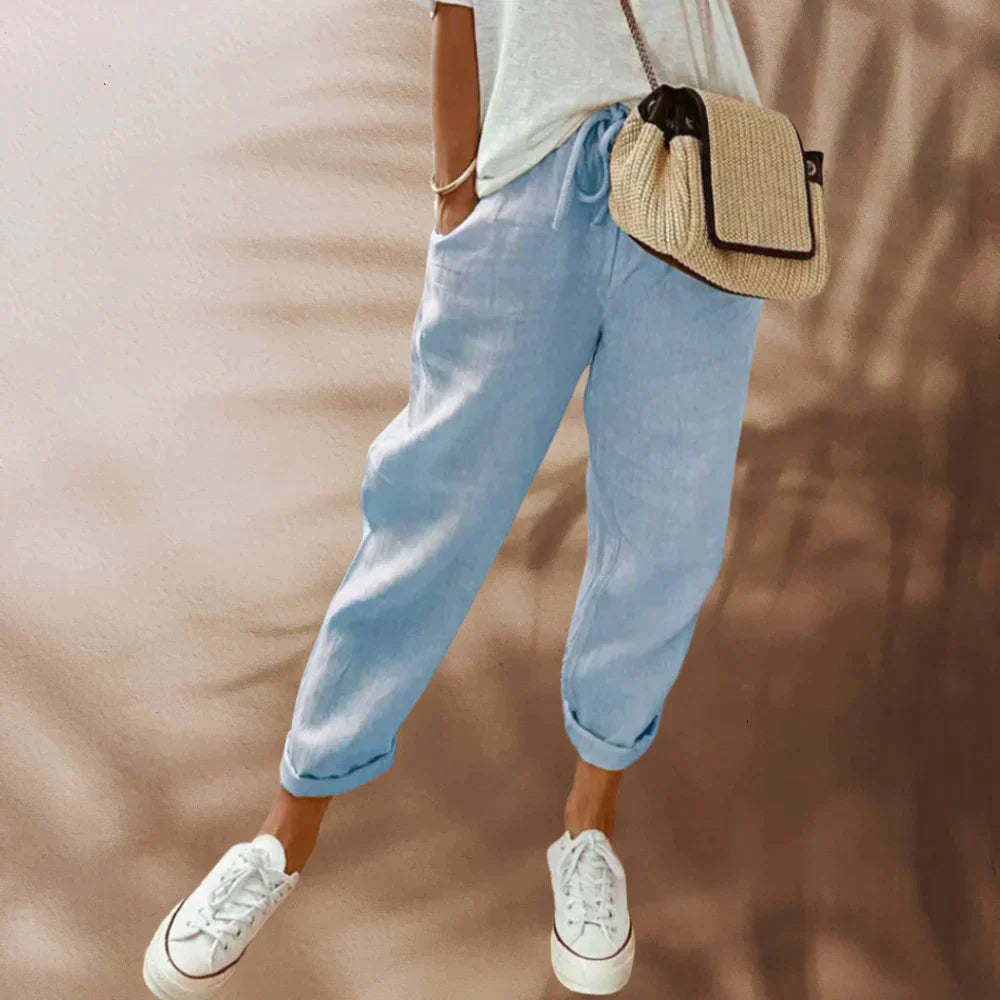 Relaxed Fit Breathable Elastic Waist Trousers