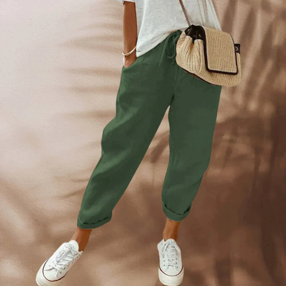Relaxed Fit Breathable Elastic Waist Trousers