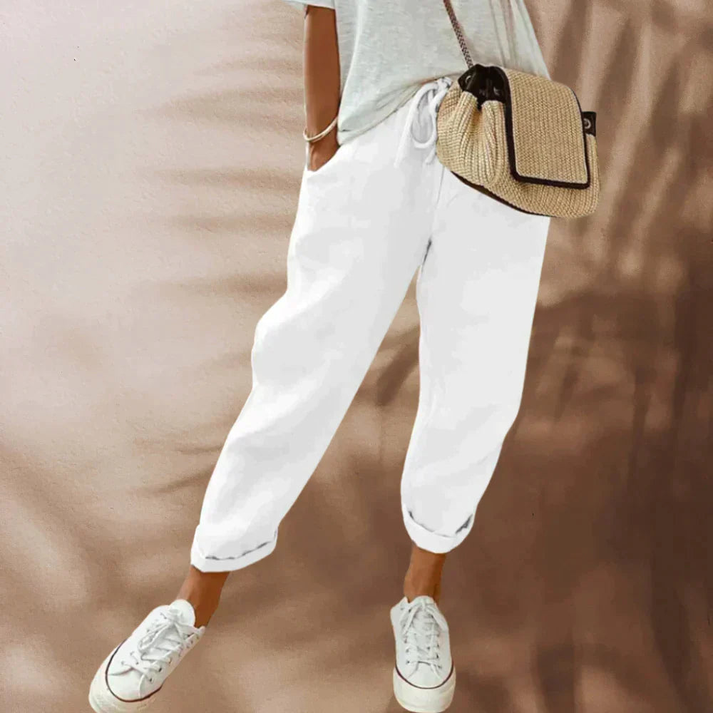 Relaxed Fit Breathable Elastic Waist Trousers