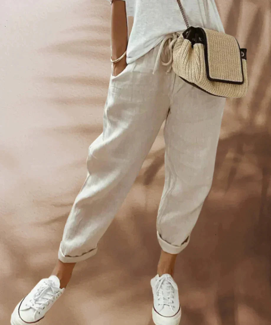 Relaxed Fit Breathable Elastic Waist Trousers