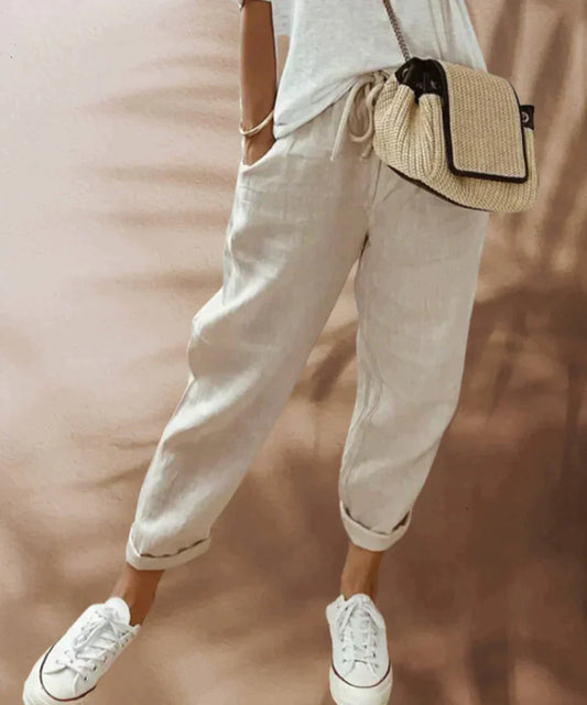 Relaxed Fit Breathable Elastic Waist Trousers