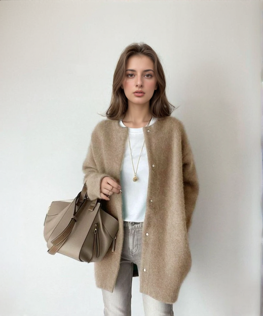 Knitted Loose Fit Minimalist Button Jacket