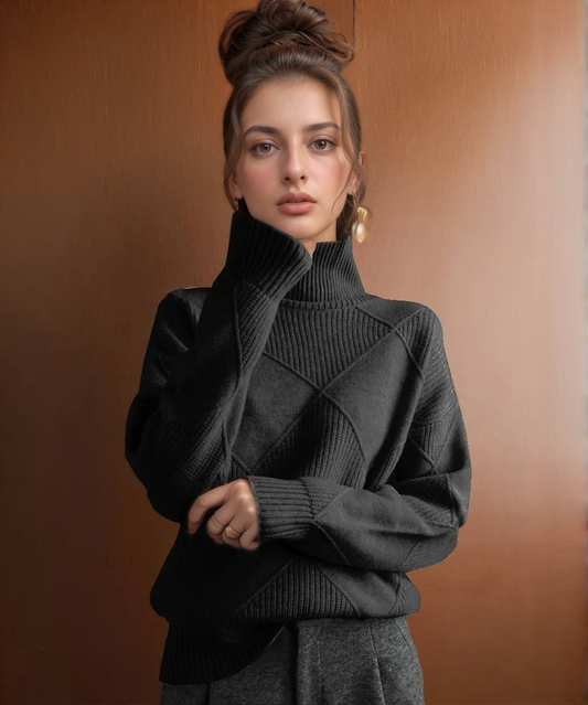 Solid Color Knitted Pullover Sweater