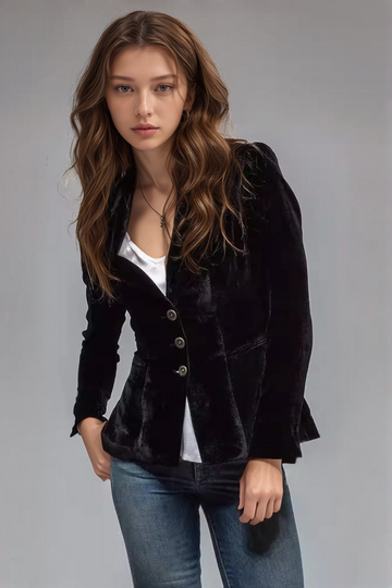 Women's retro lapel blazer with pockets