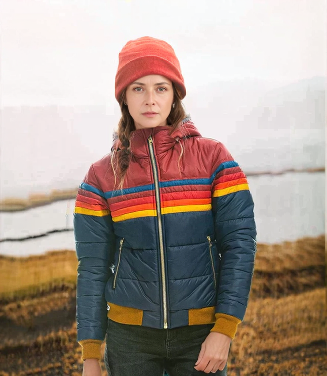 Women’s striped quilted jacket casual outerwear