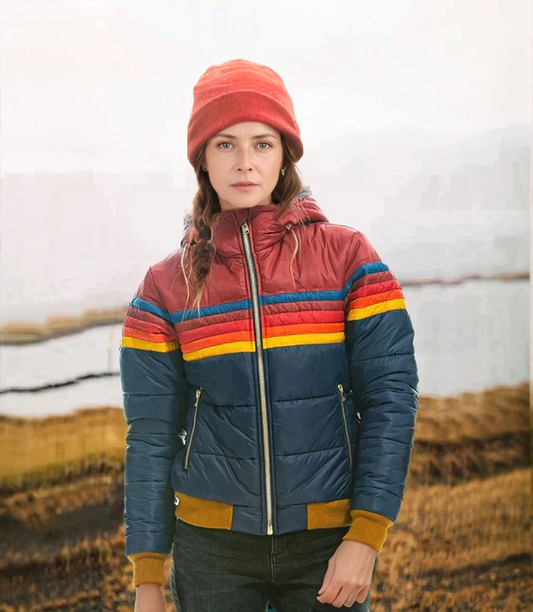 Striped Quilted Casual Outerwear Jacket