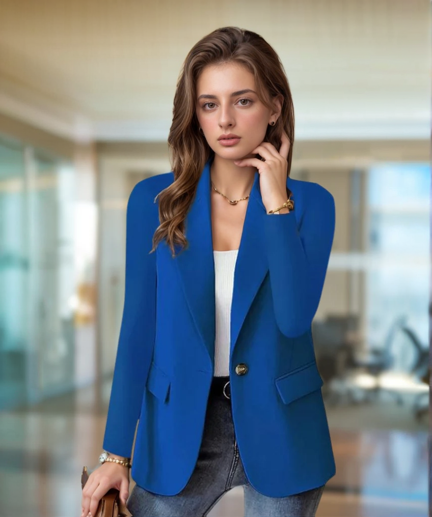 Elegant long sleeve blazer with lapel for women