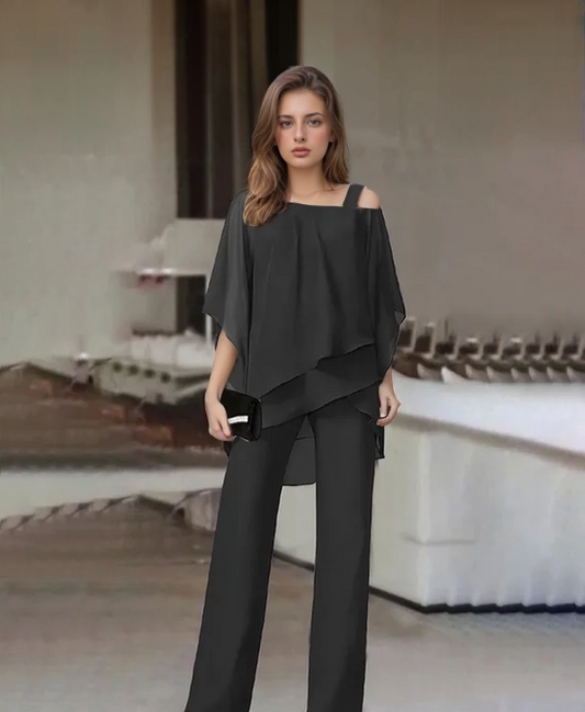 Flowy Two-Piece Wide-Leg Pant Set
