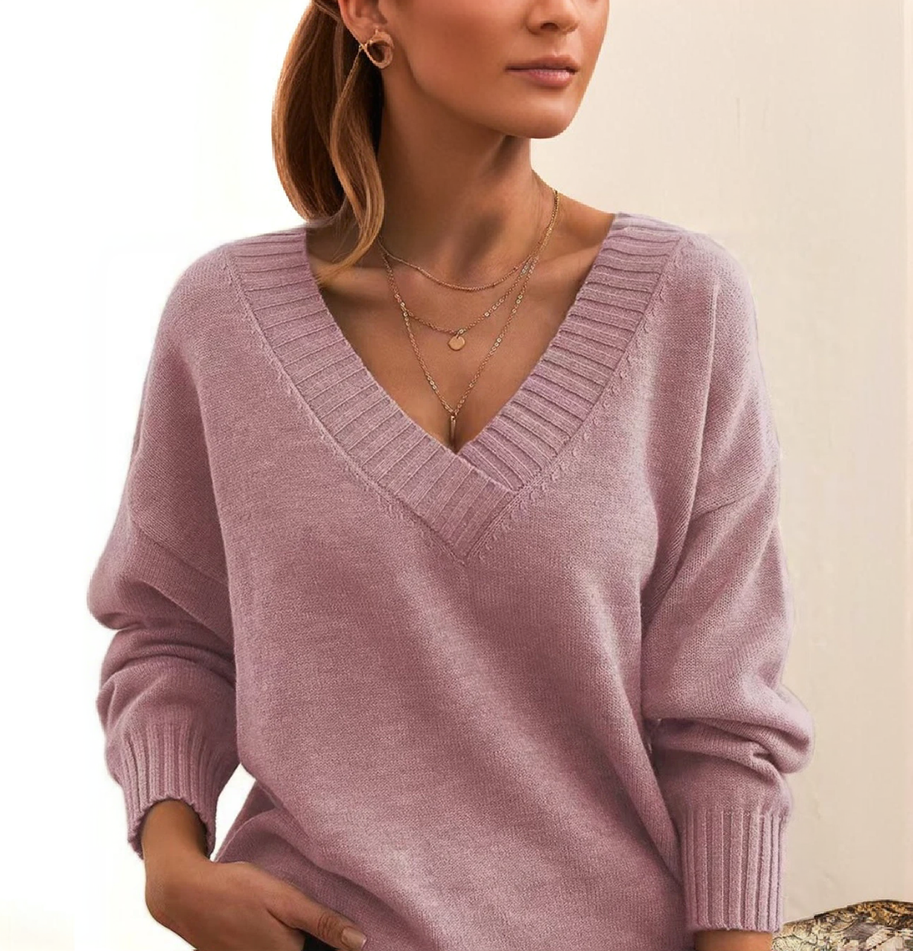 Women's casual basic v-neck sweater