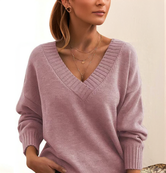 V-Neck Casual Basic Sweater