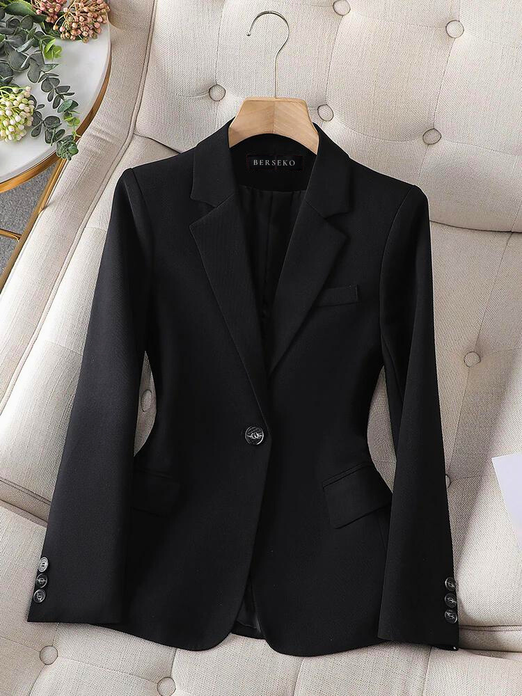 Women's Blazer - Tailored Fit - Single Button - Notch Lapel - Formal Wear